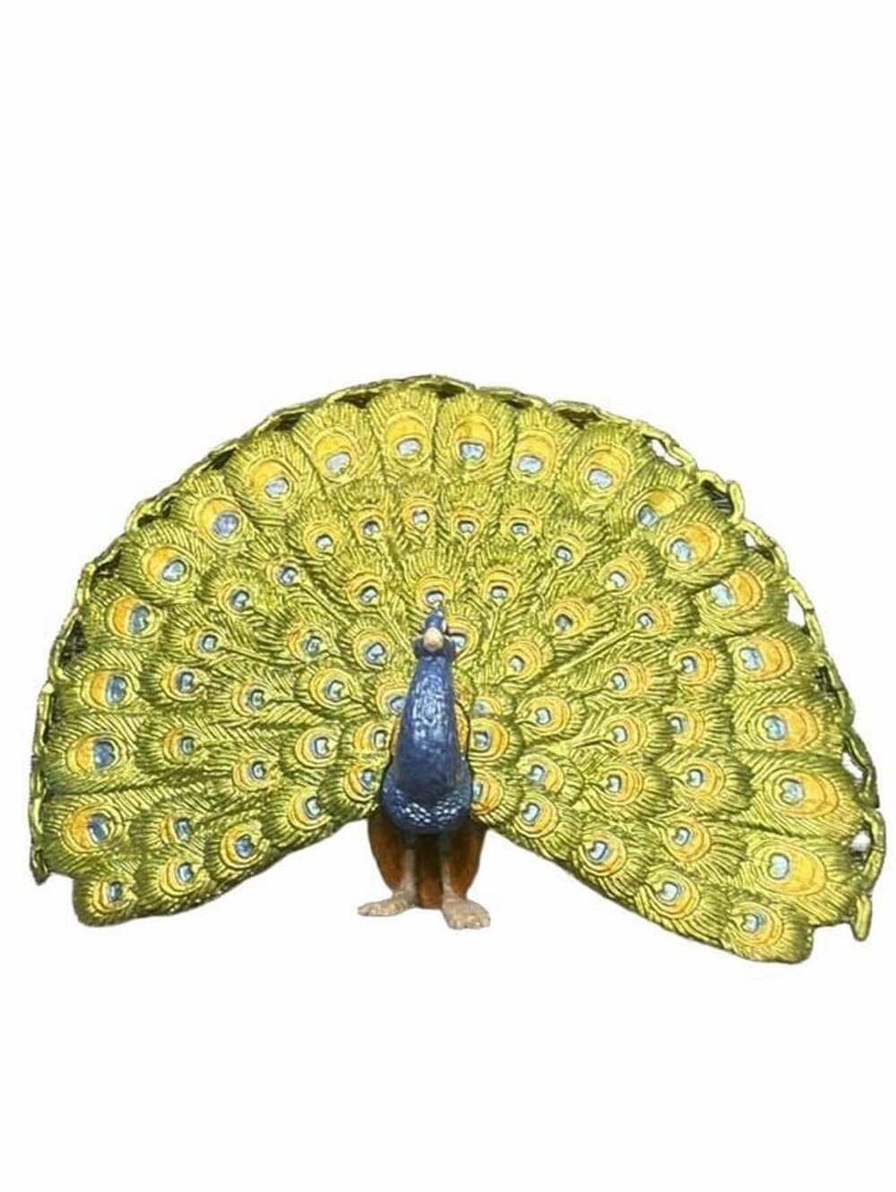 2007 Safari Ltd Peacock #0212 Vinyl Green Blue and Gold Feathers